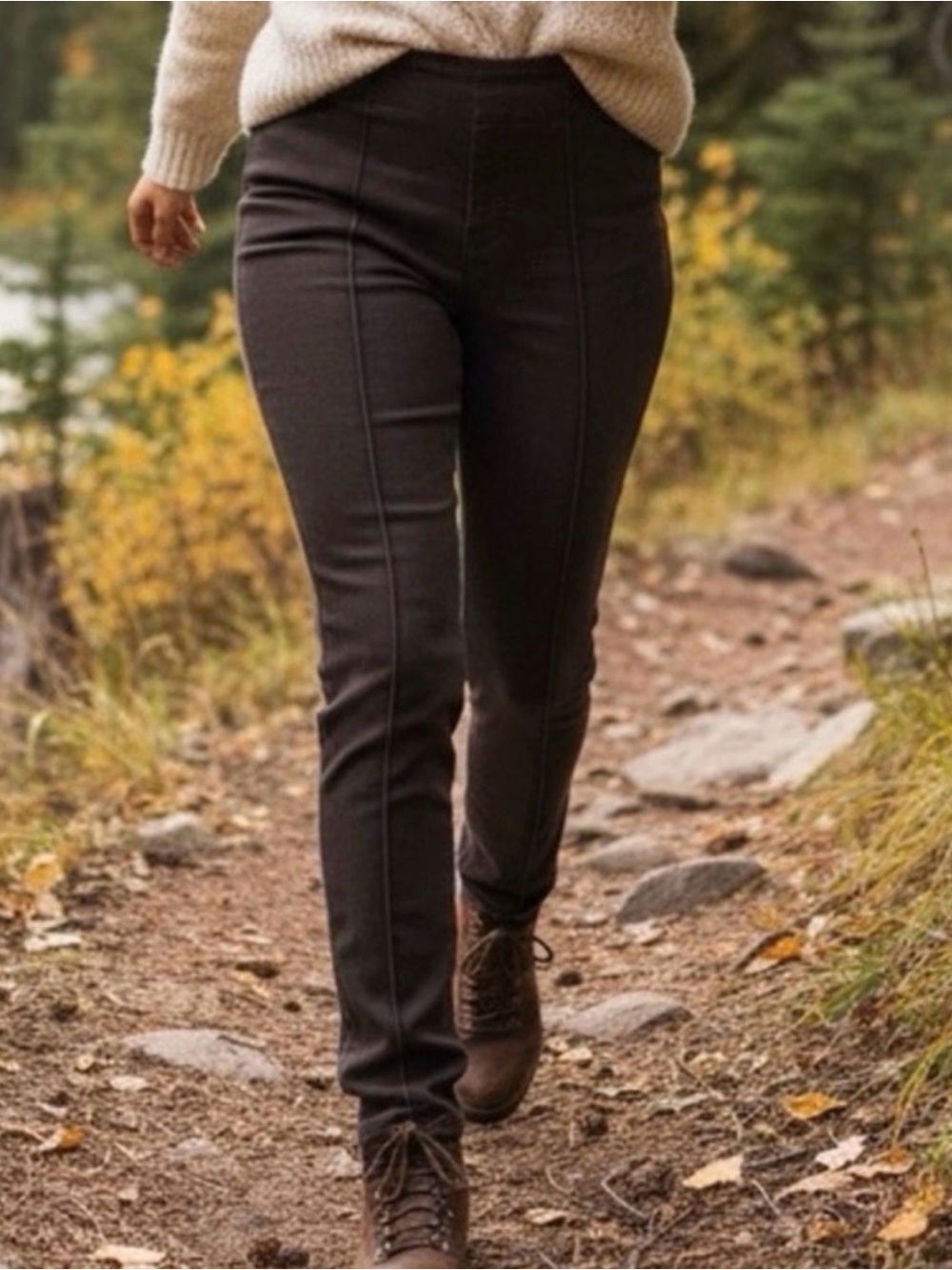 Prairie Underground Dark Brown Pintuck Cigarette Slim Pant Side Zip Medium